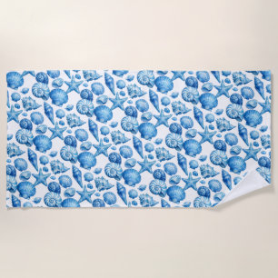 Blaue Muscheln. Maritim. Strandtuch