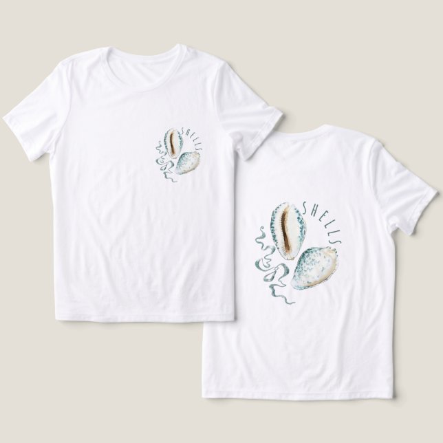 blaue Muscheln Tri-Blend Shirt (Design Vorderseite & Rückseite)