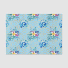 Blaue Muscheln und Blume Seidenpapier