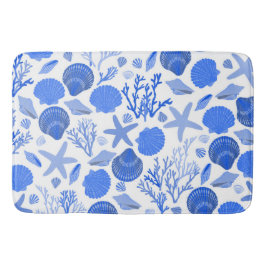 Blaue Muscheln und Korallenmuster Badematte
