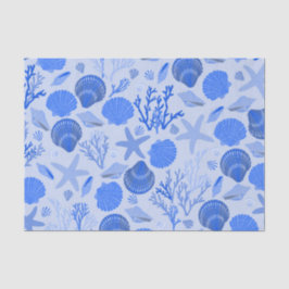 Blaue Muscheln und Korallenmuster Seidenpapier