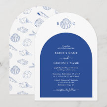 Blaue Muschelschalen Küstenstrand Hochzeit 
