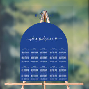 Blaue Muschelschalen Strandhochzeit Sitzordnung Acrylschild