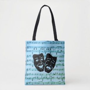 Blaue Musik Kunst vereint Theatermasken Tasche