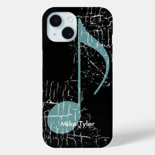 blaue Musiknote auf schwarz Case-Mate iPhone Hülle