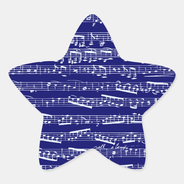 Blaue Musiknoten Stern-Aufkleber (Vorderseite)