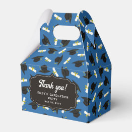 Blaue Mützen & Diplome Muster Abschluss Danke Geschenkschachtel