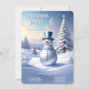 Blaue Mützen Schneemann Weihnachtsbaum Feierparty Einladung