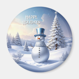 Blaue Mützen-Schneemann-Weihnachtsbaum-Feiertagsma Magnet