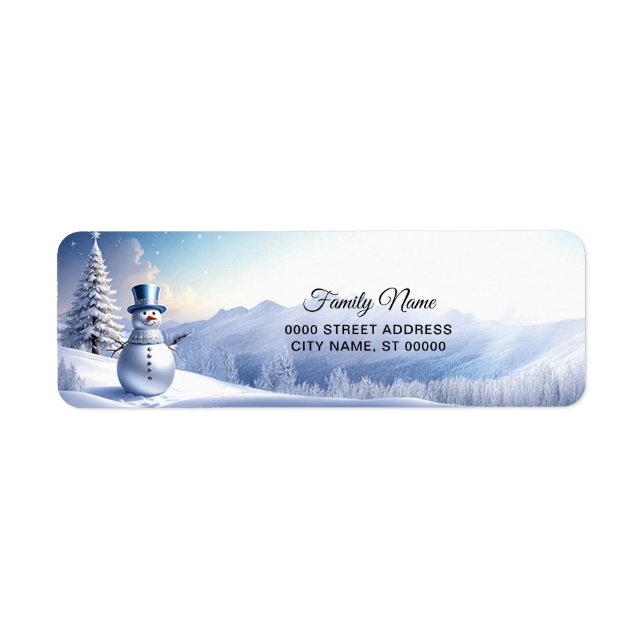 Blaue Mützen-Schneemann-Weihnachtsbaum-Rücksendead (Vorne)