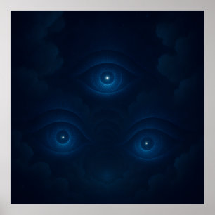 Blaue mystische Energie-Augen-Wandkunst Poster