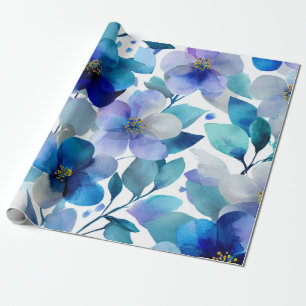 Blaue mystische Orchidee elegante florale Botanik Geschenkpapier
