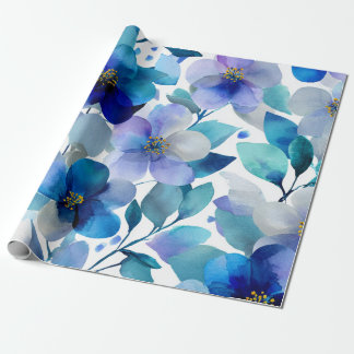 Blaue mystische Orchidee elegante florale Botanik Geschenkpapier