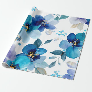 Blaue mystische Orchidee elegante florale Botanik Geschenkpapier