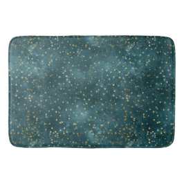 Blaue Nacht - aquamarines Goldsternmuster Badematte