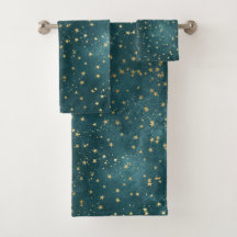 Blaue Nacht - aquamarines Goldsternmuster