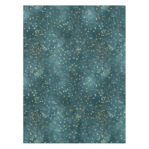 Blaue Nacht - aquamarines Goldsternmuster Tischdecke