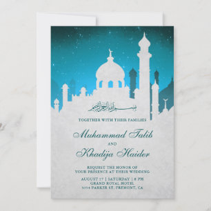 Blaue Nacht Himmel Arabische Islamische Muslimisch Einladung
