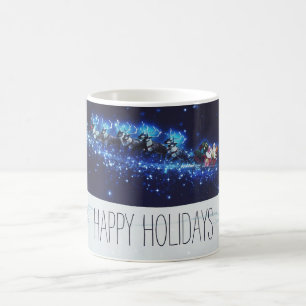 Blaue Nacht mit dem Weihnachtsmann, Rentier und Sc Kaffeetasse