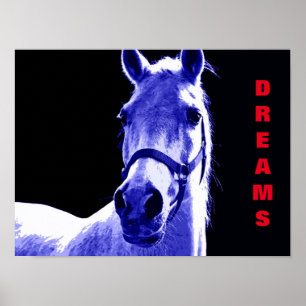 Blaue Nacht Pferd Träume Motivationskunst Poster