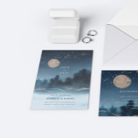 Blaue Nacht Wasserfarbenwelt Save the Date