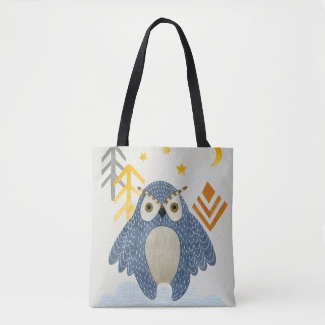 Blaue Nachteule im Wald Tasche (Vorderseite)