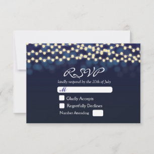 Blaue Nachthimmel-Lichterkette Hochzeit RSVP-Karte RSVP Karte