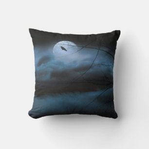 Blaue Nachtschwärme und Vollmond-Kissen Kissen