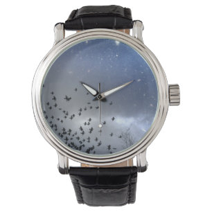 Blaue Nachtsternenklarer Himmel Armbanduhr