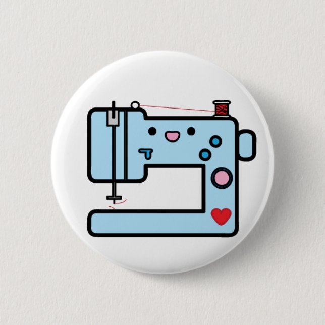 blaue Nähmaschine Button (Vorderseite)