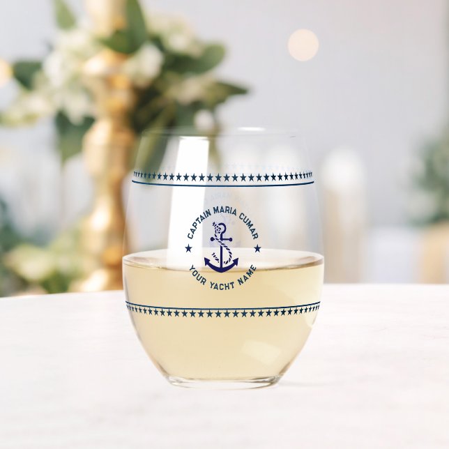 Blaue Nautikboote Anker Blaue Sterne Weinglas Ohne Stiel (Insitu (Hochzeit))