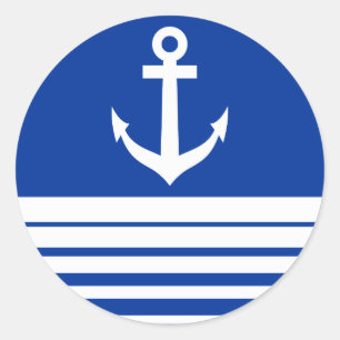 Blaue nautischaufkleber mit Schiffsanker Runder Aufkleber