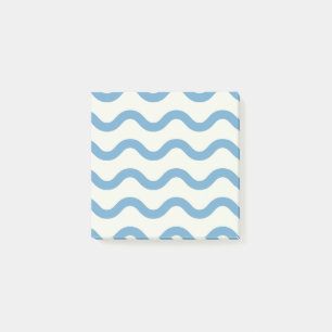 Blaue nautische groovy wellige Streifen moderne Mi Post-it Klebezettel