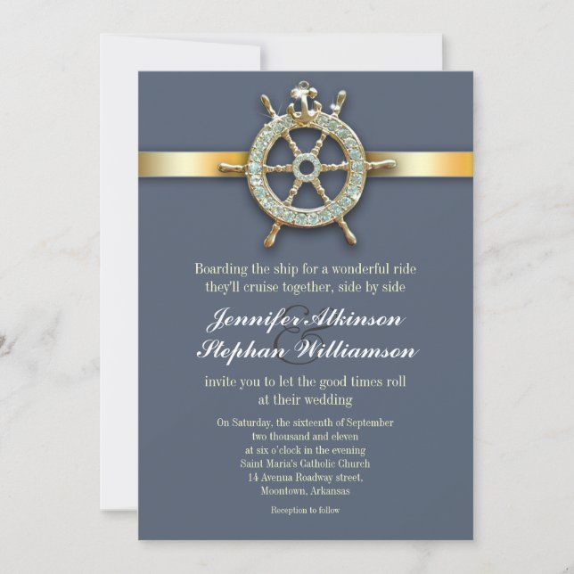 blaue nautischeinladungen der goldenen Hochzeit Einladung (Vorderseite)