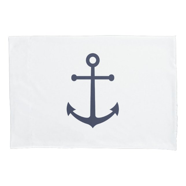 Blaue Navy-Anker Kissenbezug (Vorderseite)