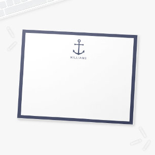 Blaue Navy-Anker mit Individuelle Name Notizblock