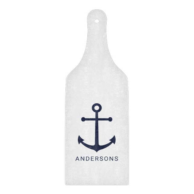 Blaue Navy-Anker und Individuelle Name Schneidebrett (Vorderseite)