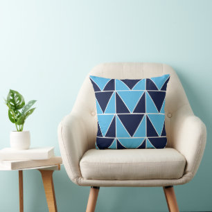Blaue Navy Blau Geometrische Dreiecks- Kissen