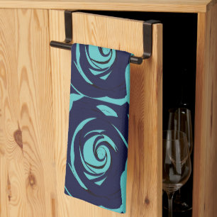 Blaue Navy Blaue Rose Blumen Blumenmuster Geschirrtuch