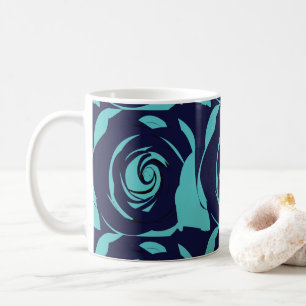 Blaue Navy Blaue Rosenblume  Kaffeetasse