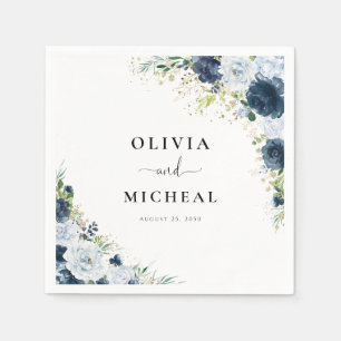 Blaue Navy Blumen Hochzeitsservietten Serviette