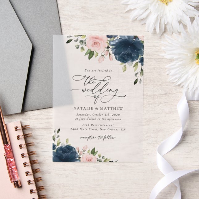 Blaue Navy Blumen, rosa Blume, Blumenzehen (Hochzeit)