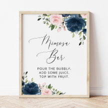Blaue Navy Blumen, rosa Blume, Boho, Mimosa Bar