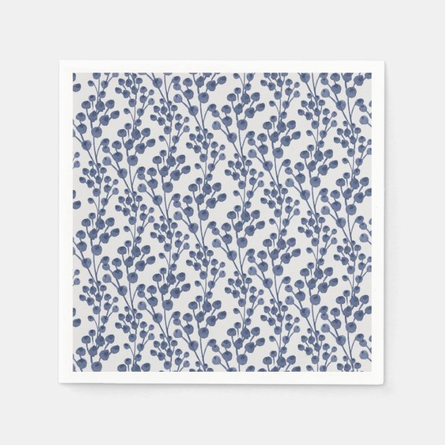 Blaue Navy Botanik Serviette (Vorderseite)