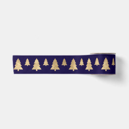 Blaue Navy Golden Christmas Tree Urlaub Satinband