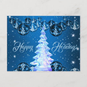 Blaue Navy Ornaments Weißgläser Weihnachtsbaum Postkarte