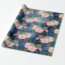 Blaue Navy Pink Roses Woodland Rustikale Blumengrü