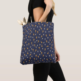 Blaue Navy-Tasche mit Tiny Cream und gelben Blumen Tasche