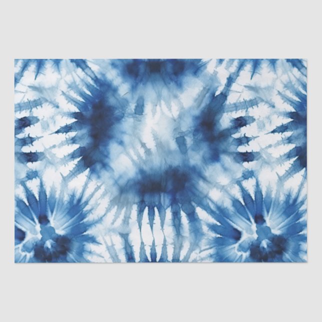Blaue Navy White Strip Gefärbte Krawatte Seidenpapier (Vorderseite)