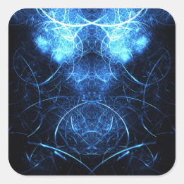 Blaue Nebel-Energie-Fraktal-Kunst Quadratischer Aufkleber